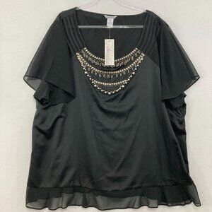 NWT  Vintage Silhouettes size 3X Black Embellished Soft Flowy Blouse Evening